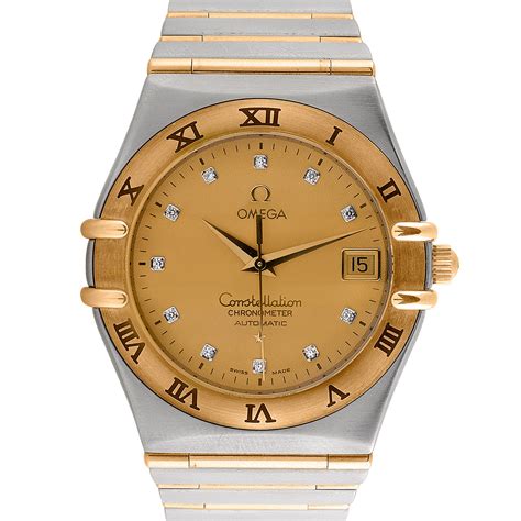 omega constellation two tone mens watch|Omega Constellation chronometer automatic price.